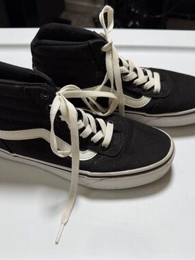 Vans Black High-Top Sneakers with Cream Accents